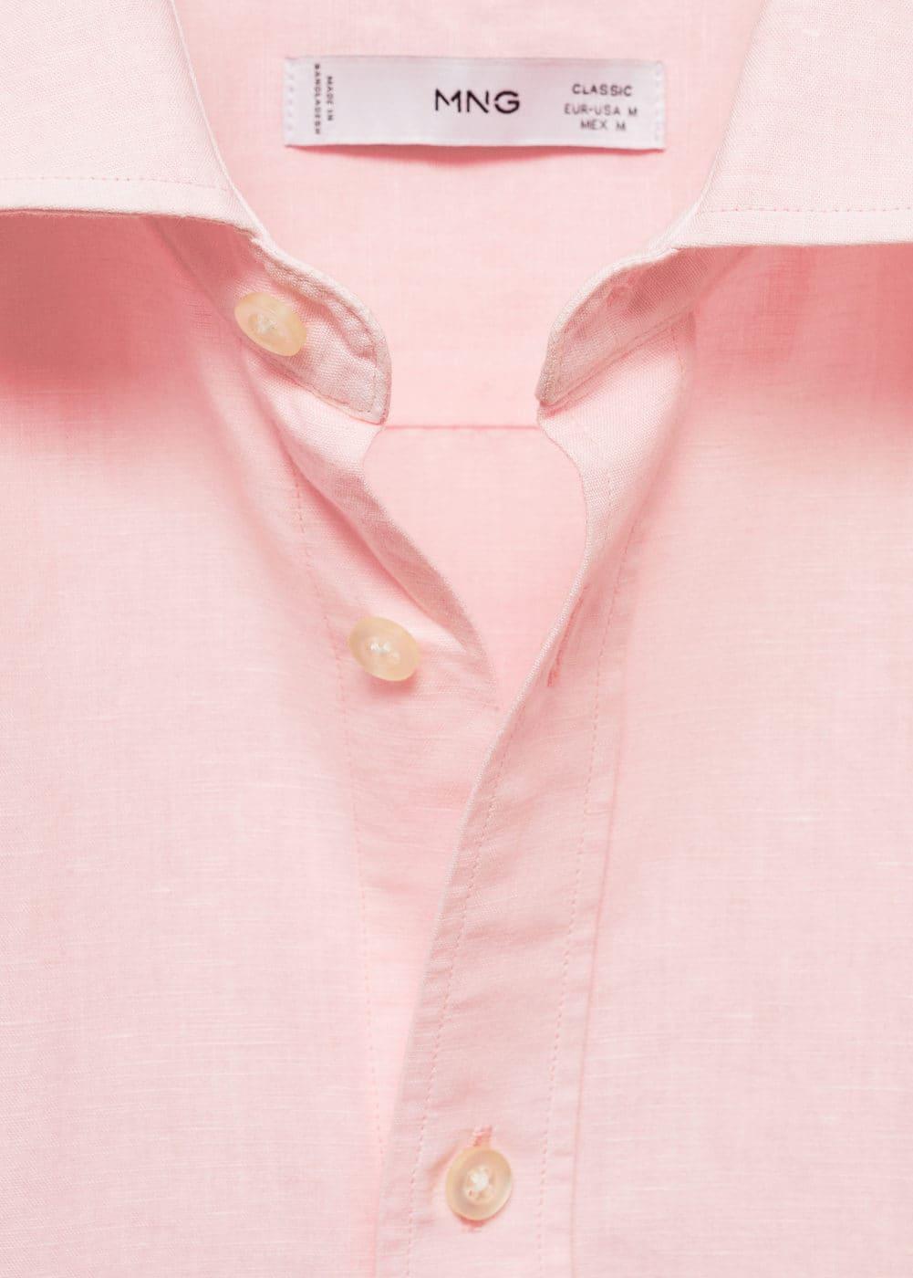 MANGO MAN - Classic-fit linen-blend shirt pinkMen Product Image