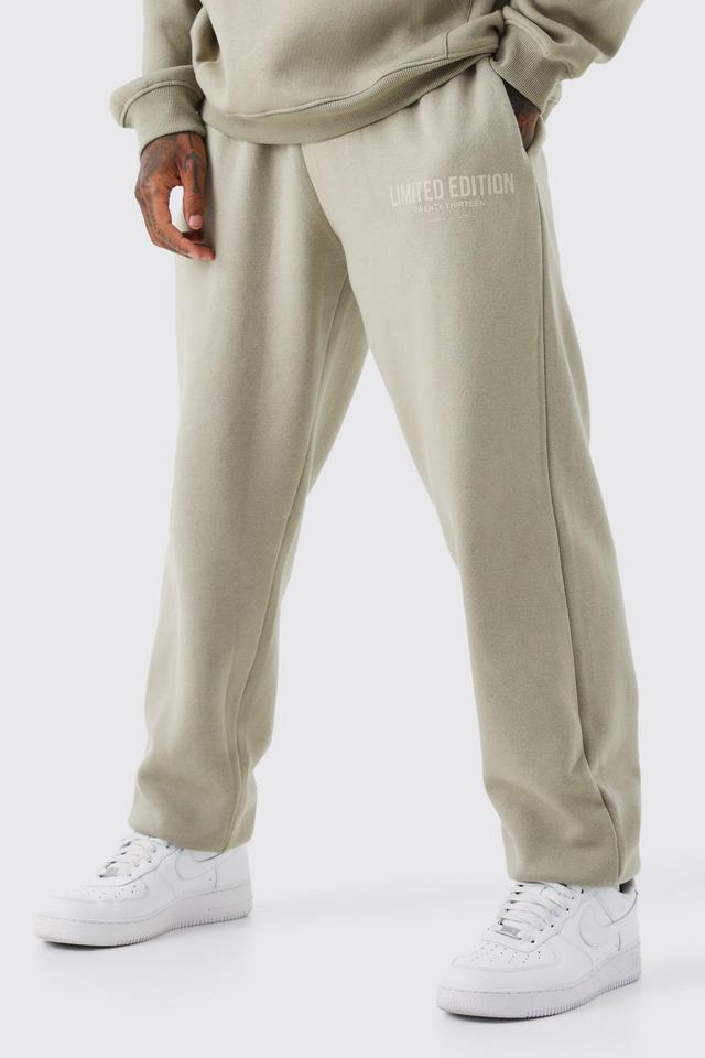 Mens Beige Oversized Limited Edition Text Print Jogger, Beige Product Image