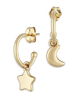 Bloomingdales Star & Moon Hoop Earrings in 14K Yellow Gold - 100% Exclusive Product Image