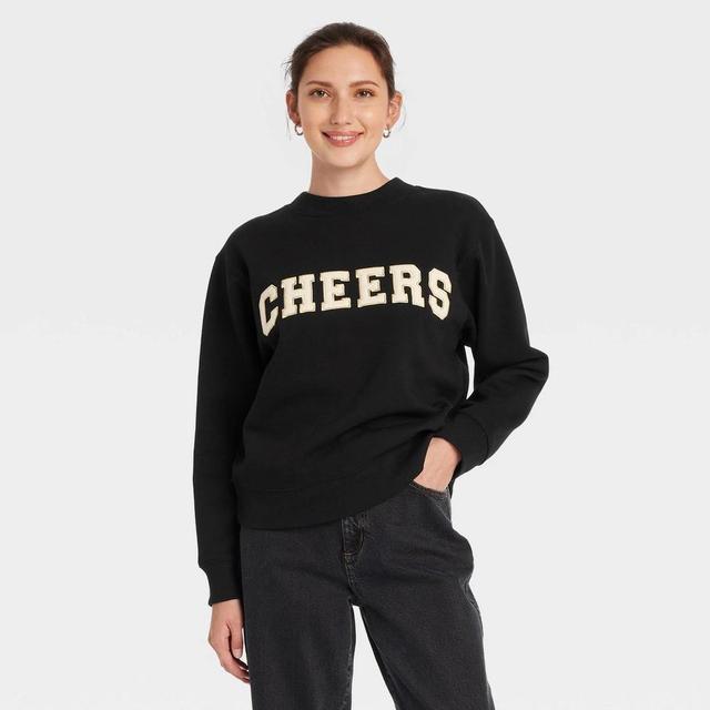 Womens Leisure Studio Graphic Sweatshirt - Universal Thread Black Letters XS Product Image