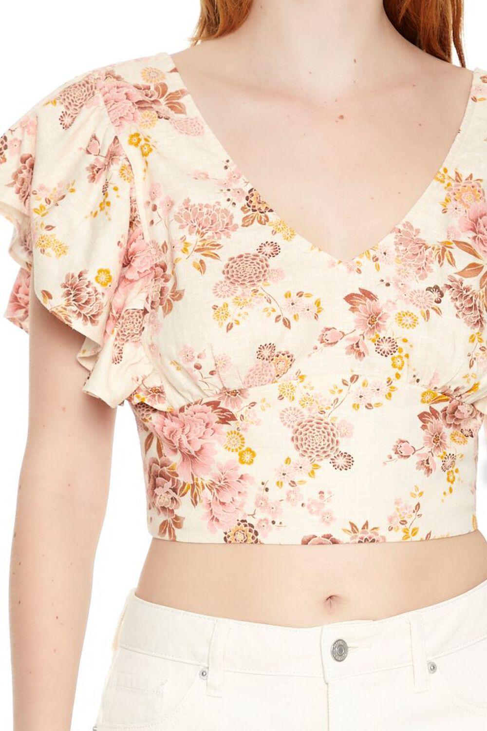 Floral Butterfly-Sleeve Crop Top | Forever 21 Product Image