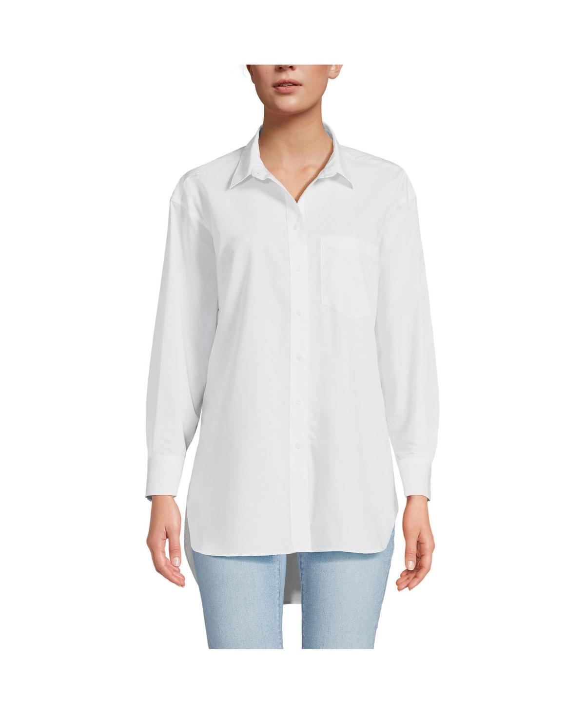 Womens Lands End No Iron Oversized Tunic Button Down Shirt product image