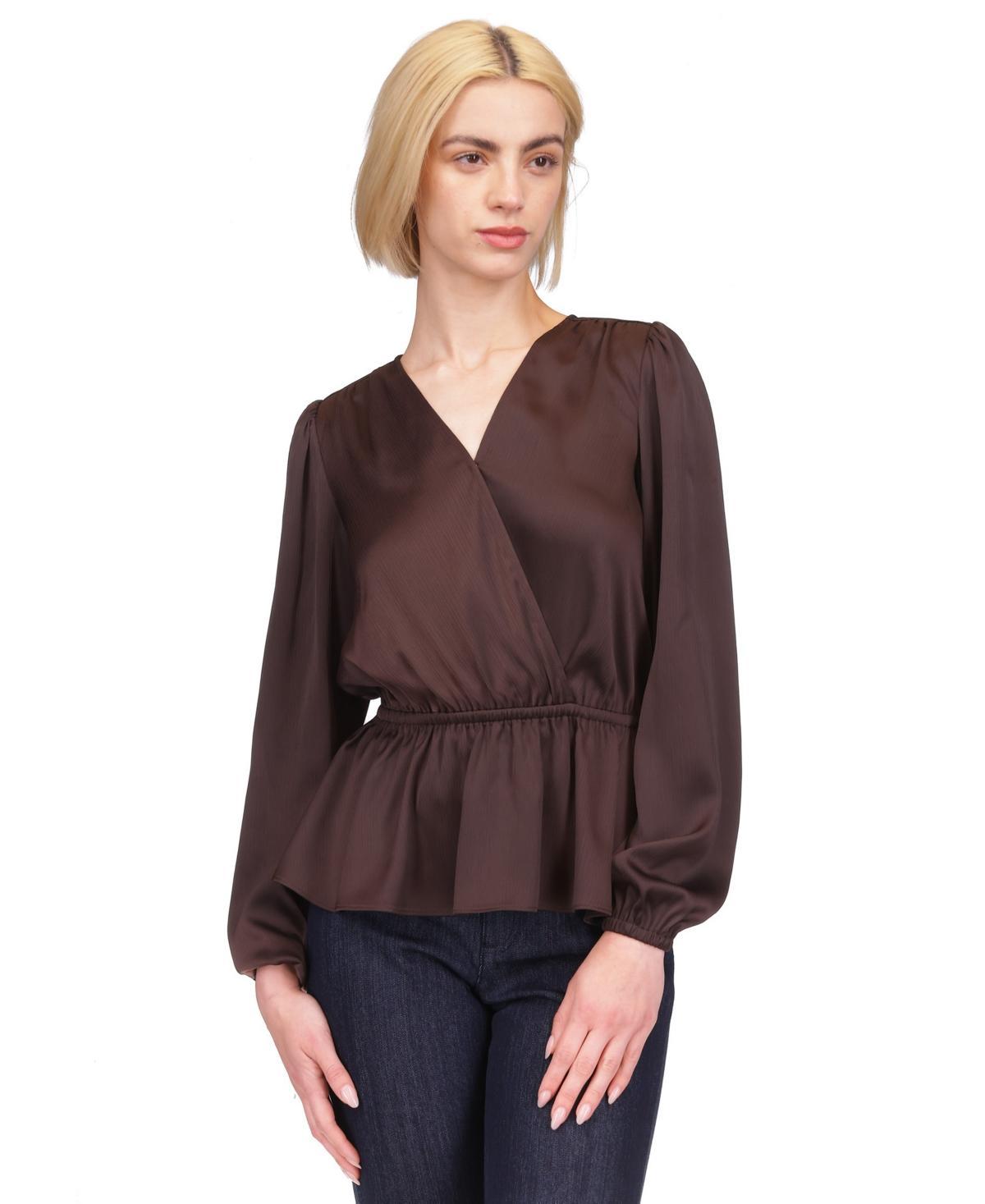 Michael Michael Kors Womens Satin Faux Wrap Top Product Image