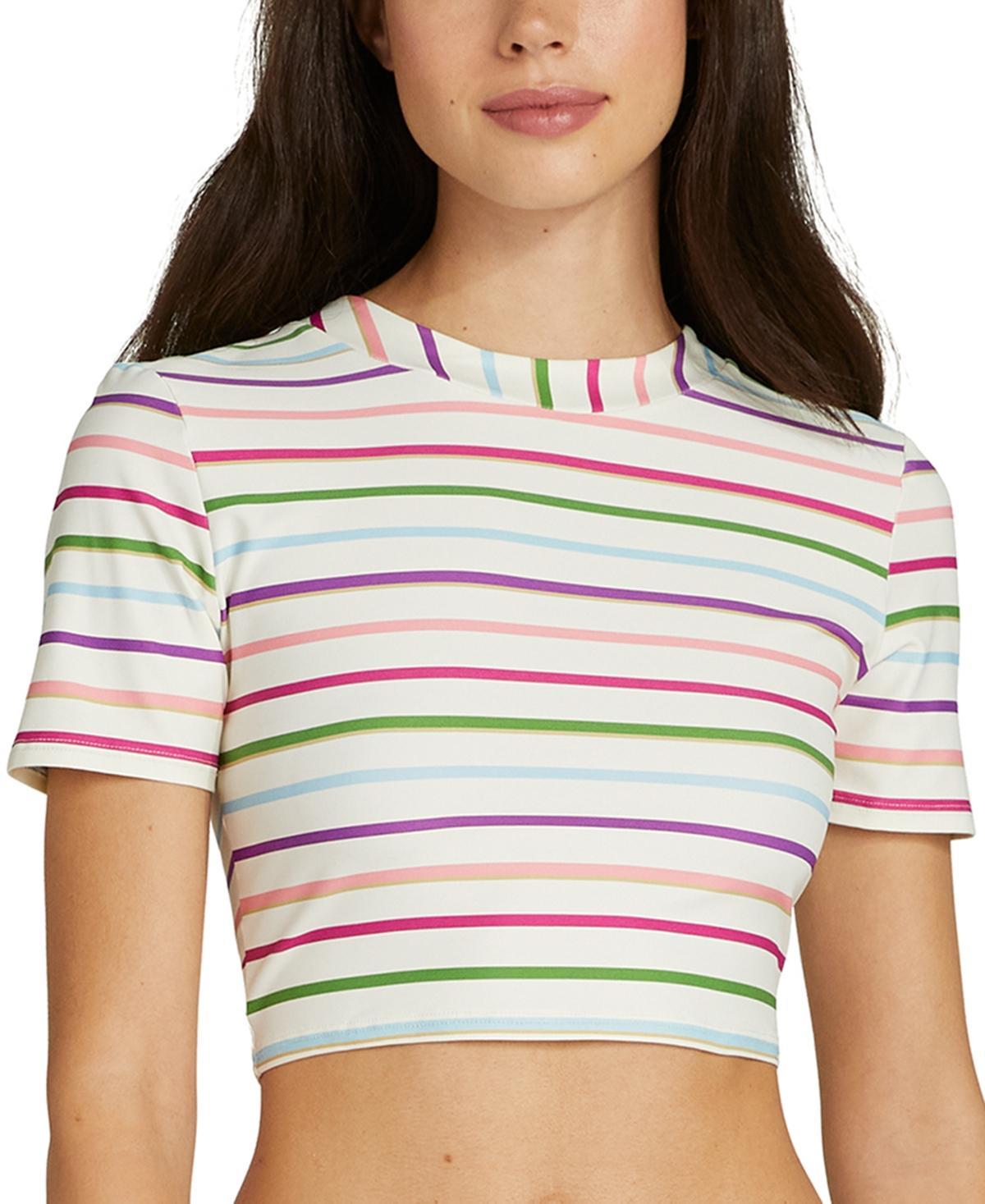 Kate Spade New York Womens Striped Tie Short-Sleeve Rash Guard Product Image