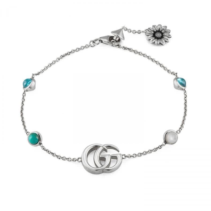 Marmont Double G Silver Flower Bracelet In Silver Tone Product Image