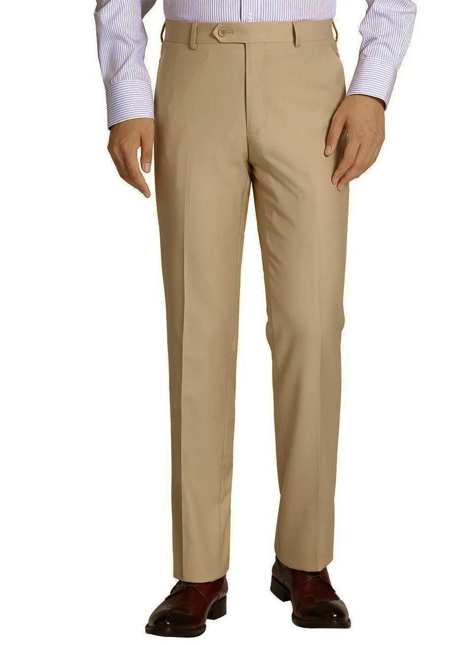 Gray Slim Fit Dress Pants Flat Front Pre-hemmed product image