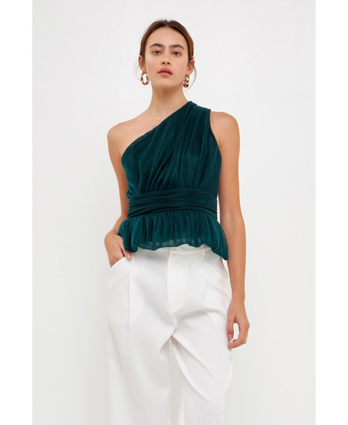 Endless Rose One-Shoulder Textured Tulle Top Product Image