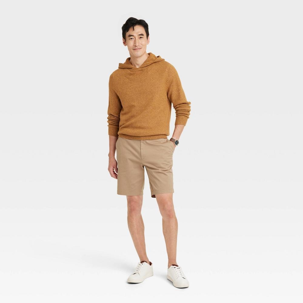 Mens Every Wear 9 Slim Fit Flat Front Chino Shorts - Goodfellow & Co Sculptural Tan 28 Product Image