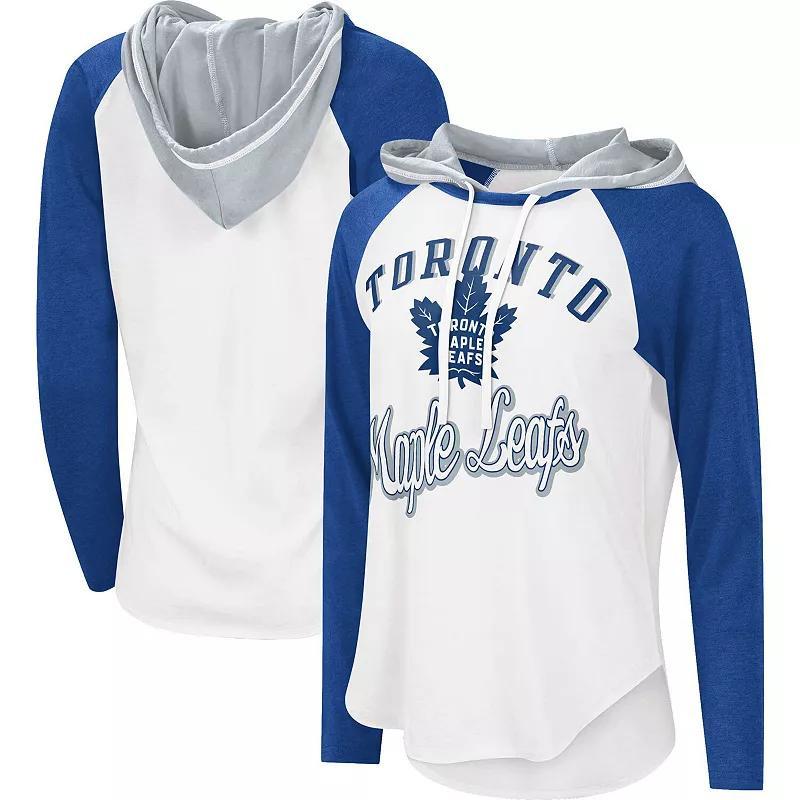 Womens G-III Sports by Carl Banks White/Blue Toronto Maple Leafs MVP Raglan Lightweight Hooded T-Shirt Product Image