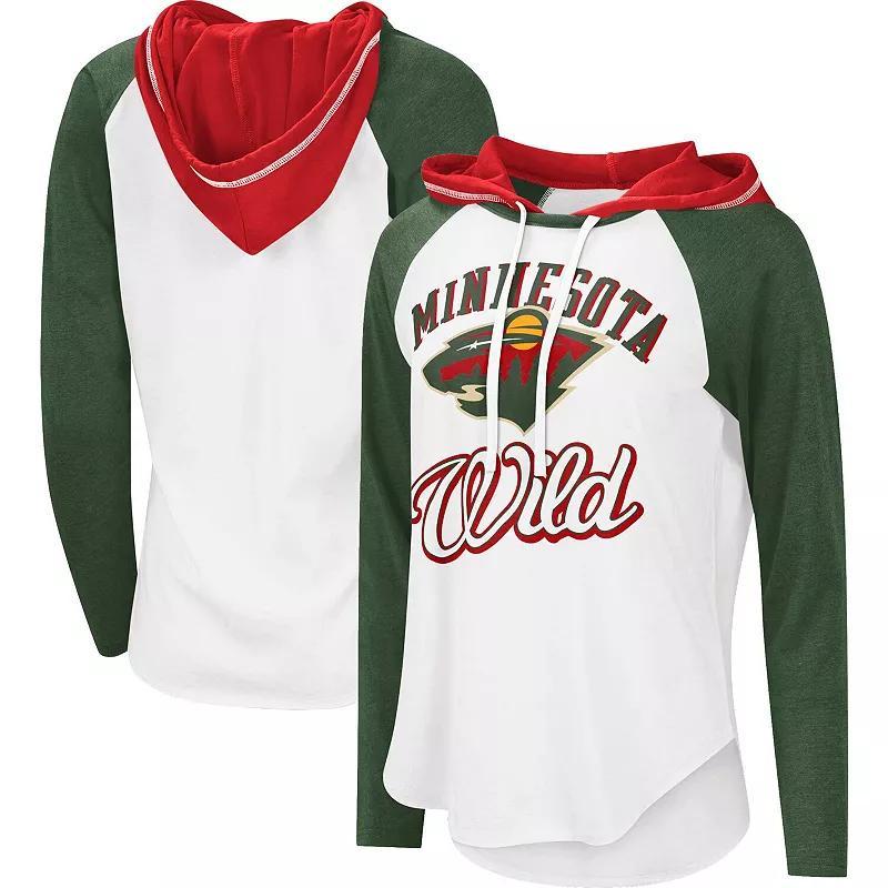 Womens G-III Sports by Carl Banks /Heather Green Minnesota Wild MVP Raglan Lightweight Hooded T-Shirt Product Image