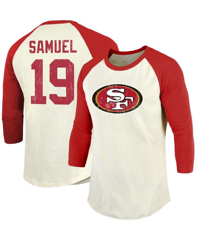 Mens Deebo Samuel Cream San Francisco 49Ers Vintage-Inspired Player Name Number Raglan 3/4 Sleeve T-shirt - Cream Product Image