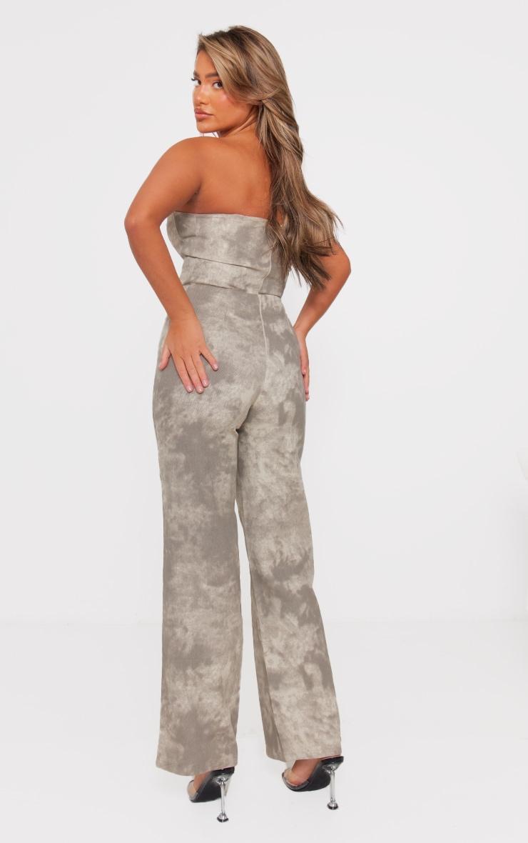 Grey Acid Wash Bandeau Wide Leg Jumpsuit Product Image