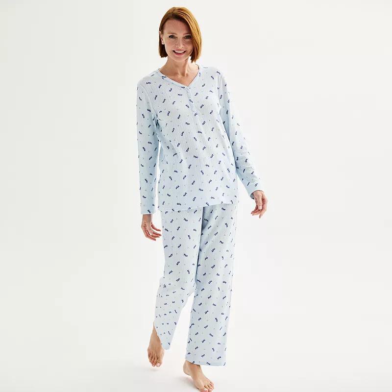 Womens Croft & Barrow Long Sleeve Pajama Top & Pajama Pants Sleep Set Product Image