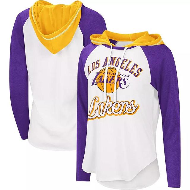 Womens G-iii 4Her by Carl Banks White Los Angeles Lakers Mvp Raglan Hoodie Long Sleeve T-shirt Product Image