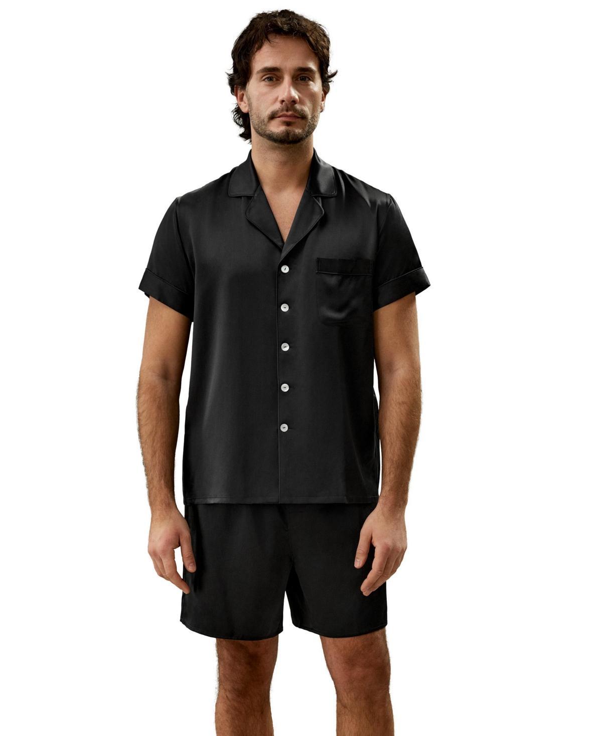 Lilysilk Mens 22 Momme Contrast Trim Short Silk Pajama Set for Men Product Image