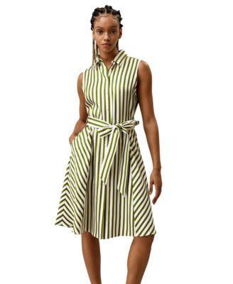 Women's Silk Striped Sleeveless Dress for Women Product Image