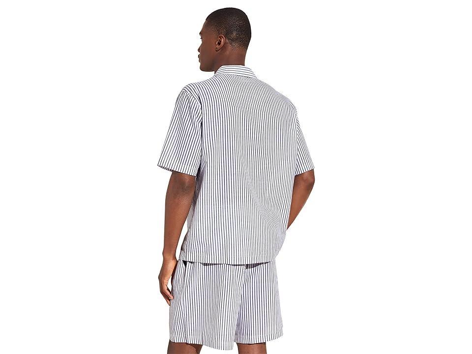 Eberjey Organic Sandwashed Cotton Printed Notch Collar Short PJ Set (Nautico Stripe Graphite) Men's Pajama Sets Product Image