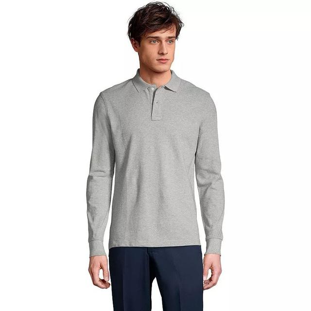 Mens Lands End Long Sleeve Mesh Polo Shirt Product Image