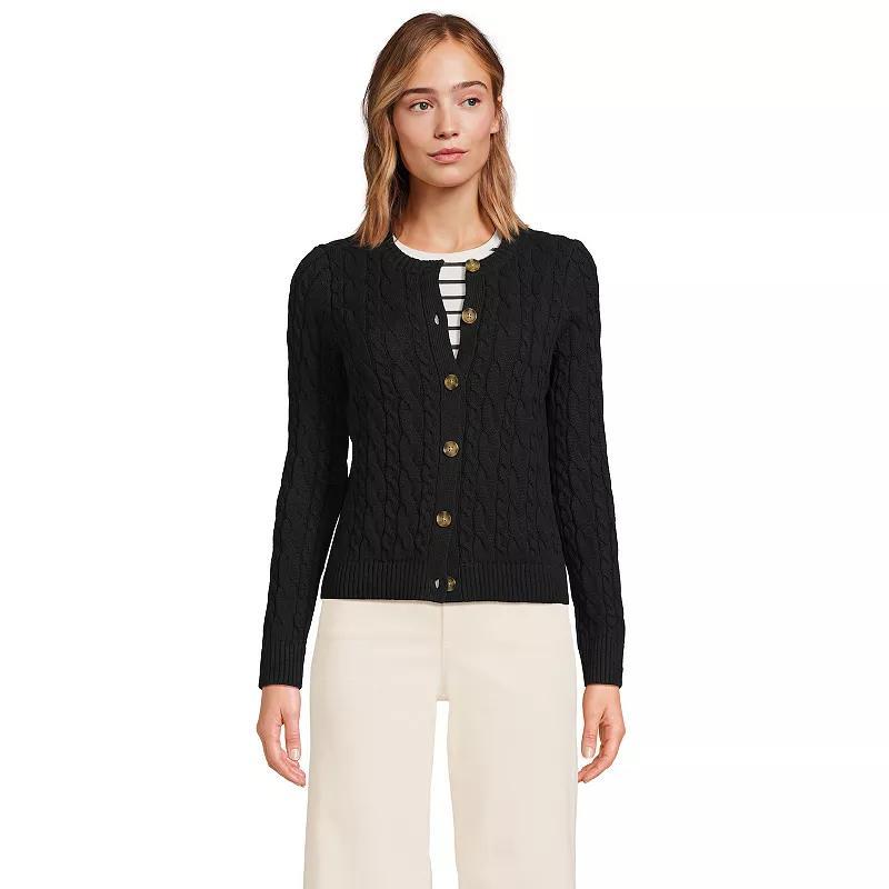 Womens Lands End Cotton Drifter Cable Cardigan Sweater product image