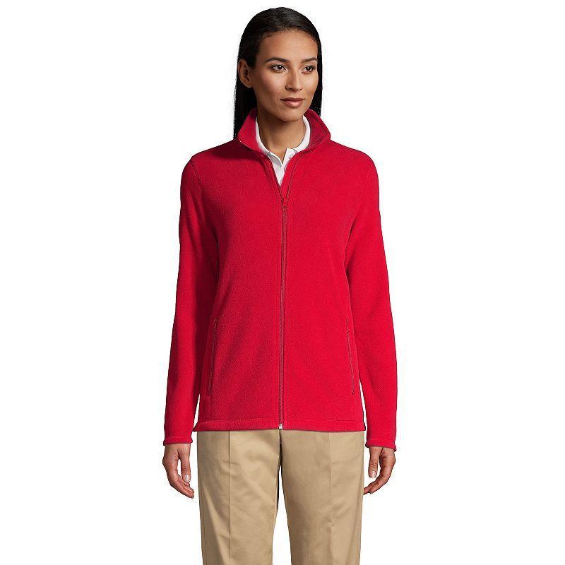 Womens Lands End Full-Zip Long Sleeve Fleece Jacket Dark Red Product Image