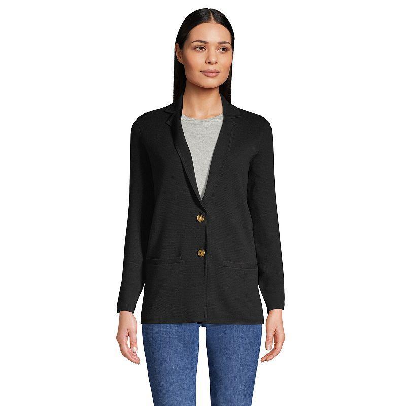 Lands End Womens Fine Gauge Cotton Button Front Blazer Sweater Product Image