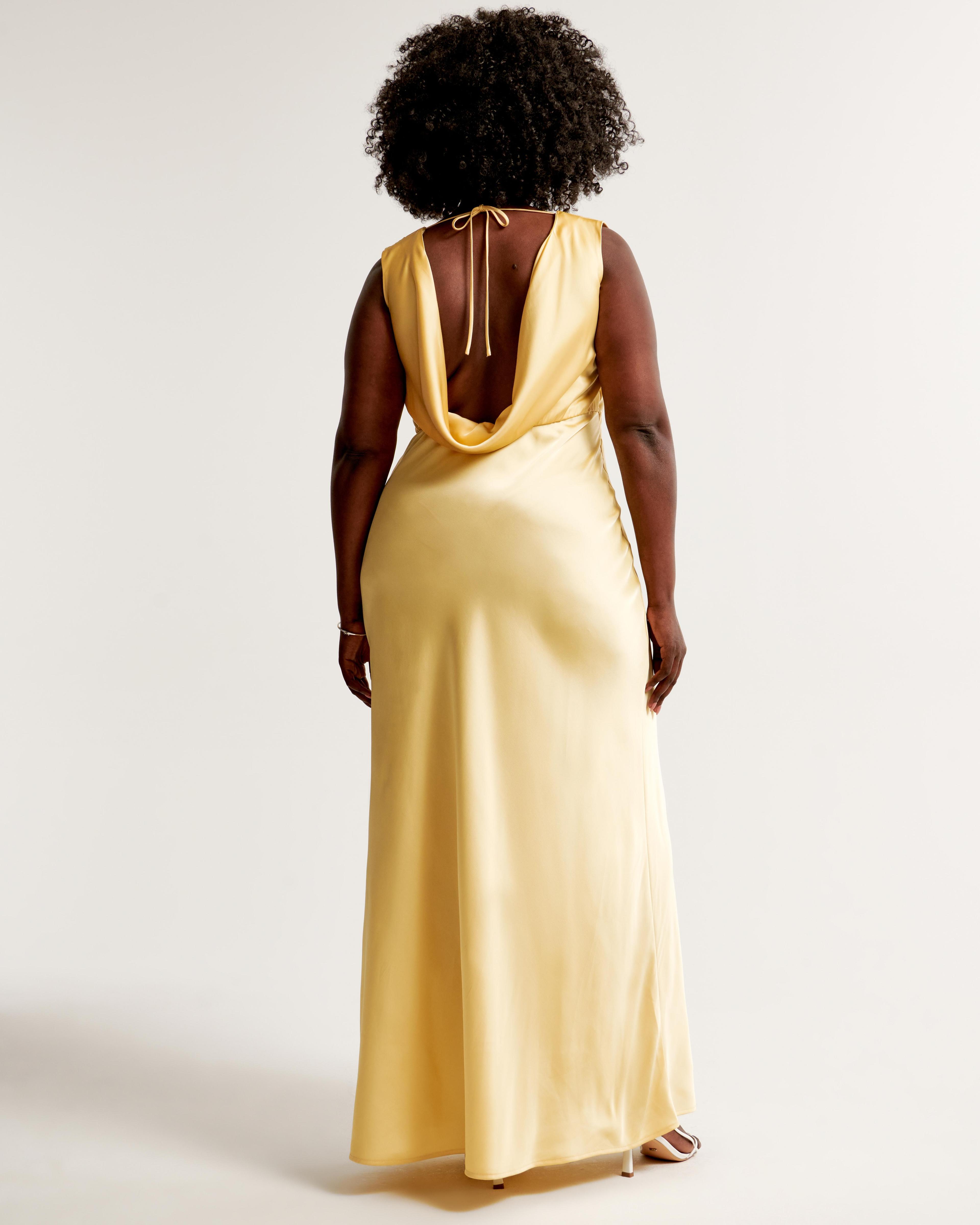 Plunge Cowl Back Maxi Dress Product Image