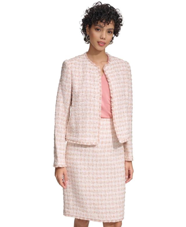 Calvin Klein Womens Tweed Open-Front Blazer Product Image