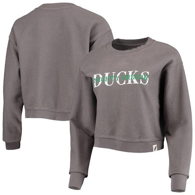 Womens League Collegiate Wear Graphite Oregon Ducks Classic Corded Timber Crop Pullover Sweatshirt Product Image