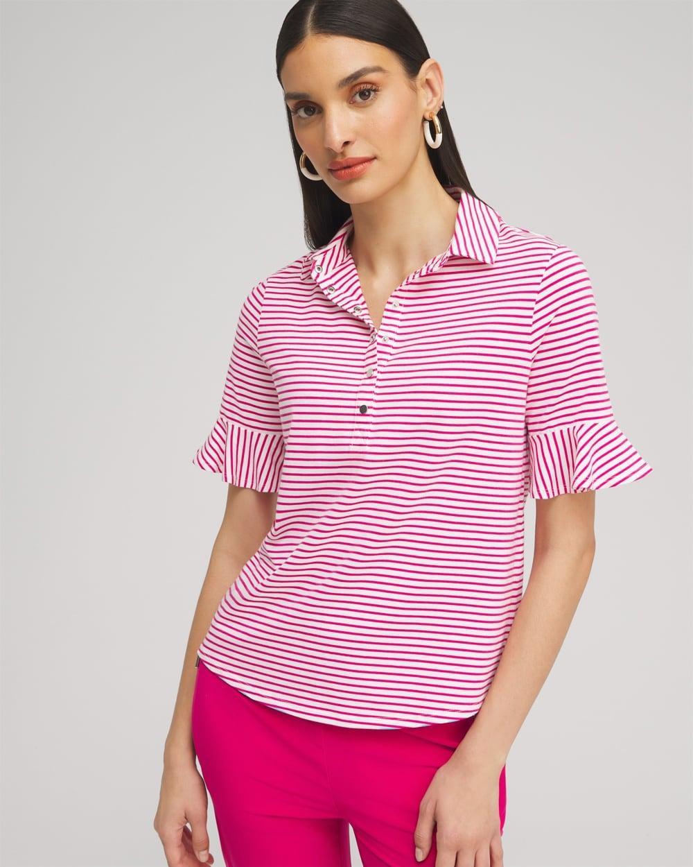 Zenergy® UPF Knit Stripe Ruffle Polo Product Image