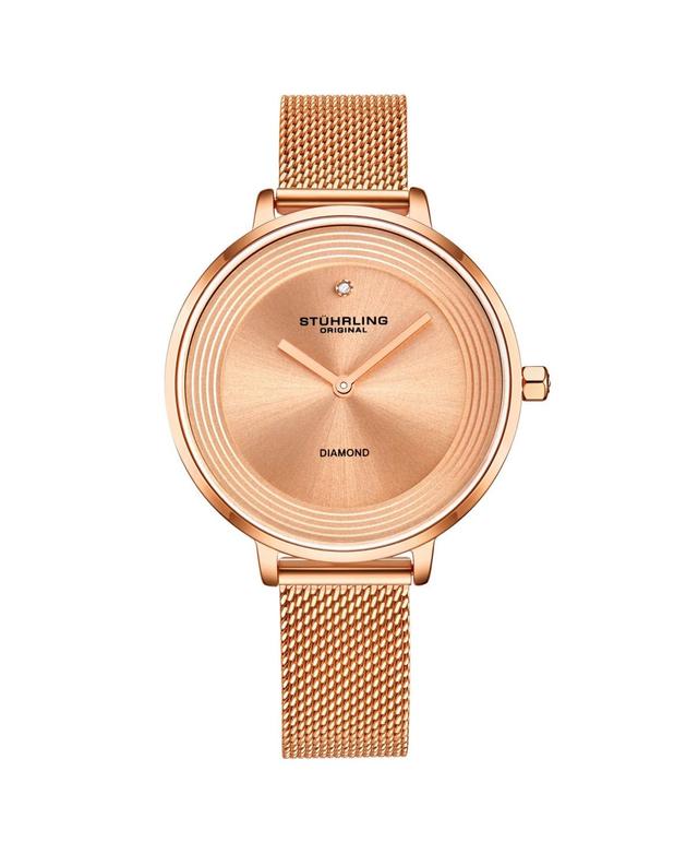 Stuhrling Womens Rose Gold Mesh Stainless Steel Bracelet Watch 37mm Product Image