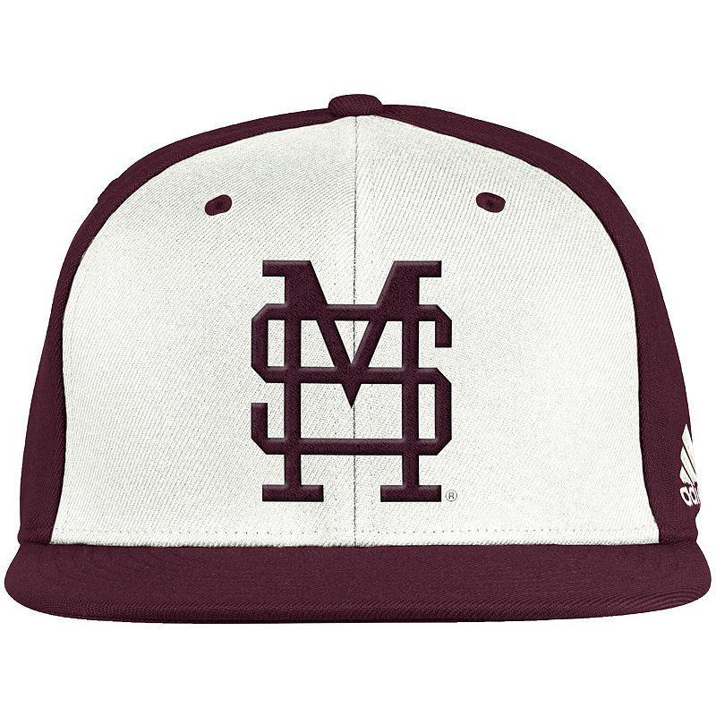 Mens adidas White/Maroon Mississippi State Bulldogs Team On-Field Baseball Fitted Hat Product Image