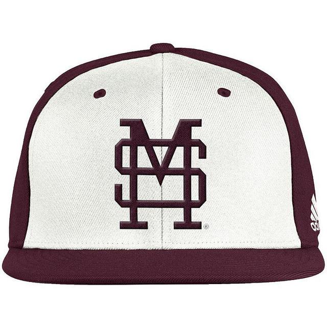 Mens adidas White/Maroon Mississippi State Bulldogs Team On-Field Baseball Fitted Hat Product Image