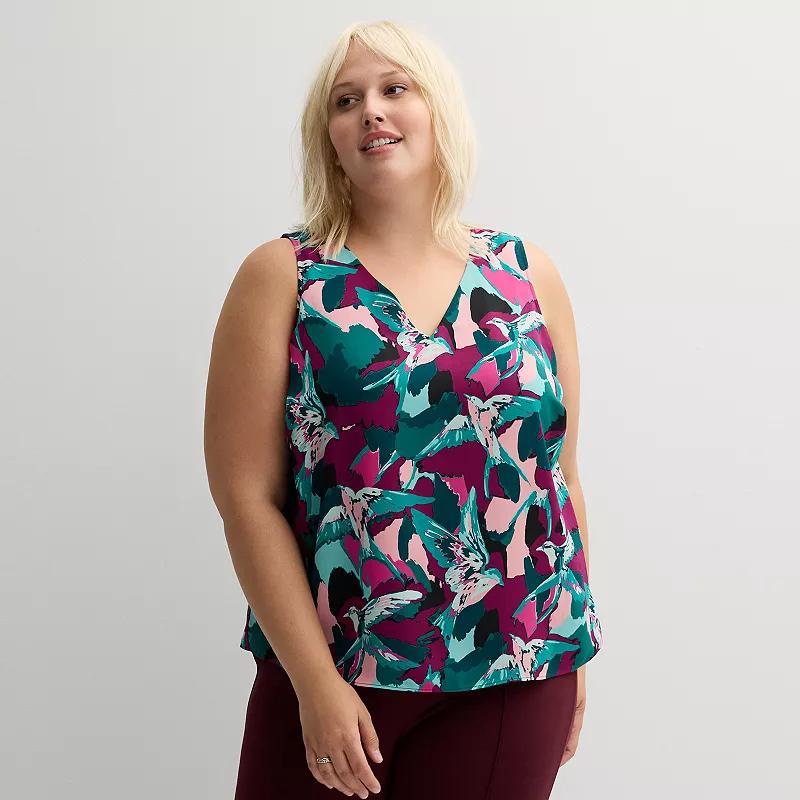 Plus Size Nine West Essential V-Neck Tank Top, Womens Product Image