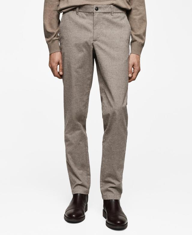 MANGO MAN - Slim-fit cotton micro-houndstooth slim-fit pants medium greyMen Product Image