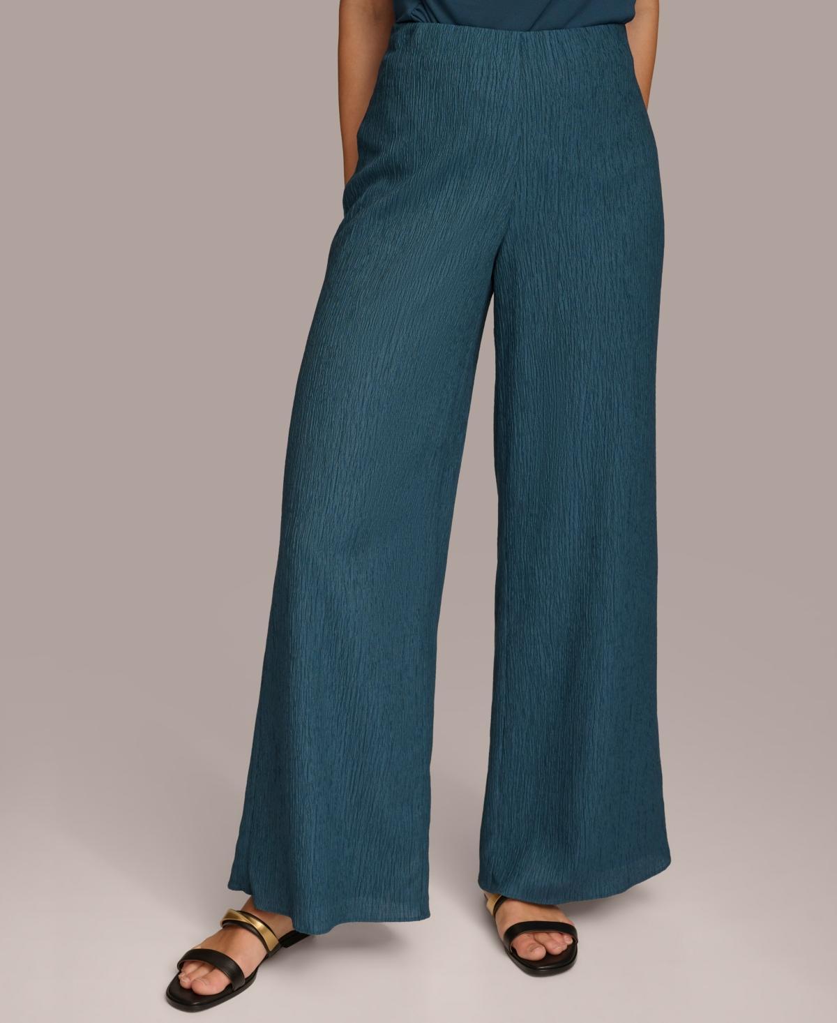 Donna Karan Womens Crinkle Wide Leg Pants Product Image