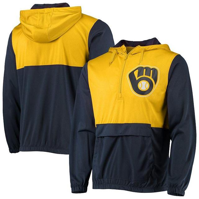 Mens Stitches Navy Milwaukee Brewers Anorak Half-Zip Hoodie - Navy Product Image