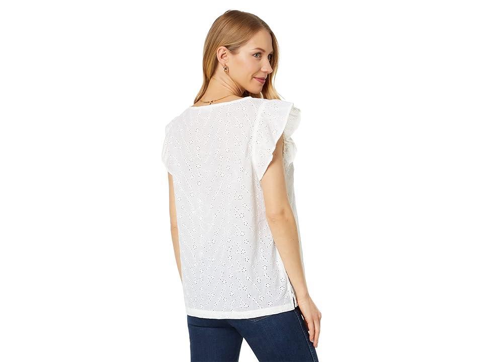 Dylan by True Grit Colette Eyelet Short Sleeve V-Neck (Washed ) Women's Clothing Product Image