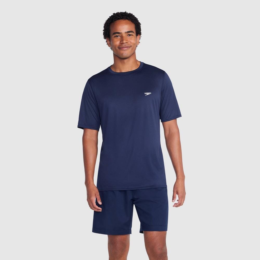 Speedo Mens Short Sleeve Rash Guard Swim Shirt - Navy Blue Product Image