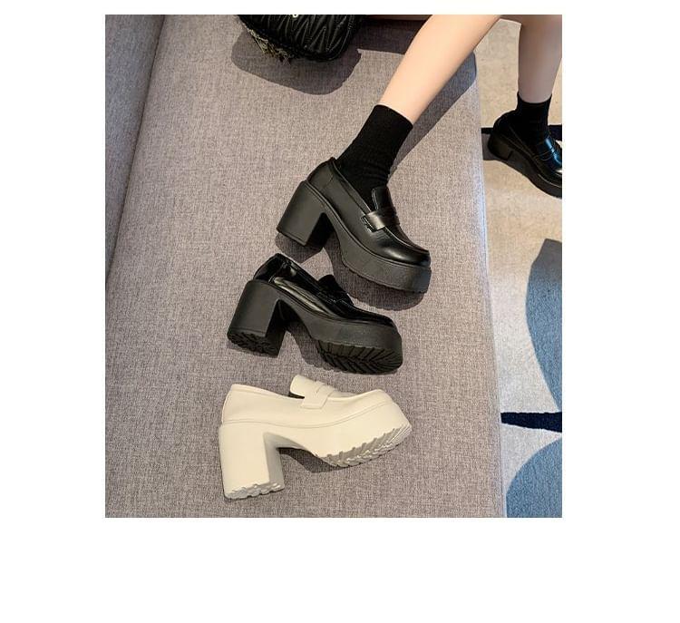 Platform Chunky Heel Loafers Product Image