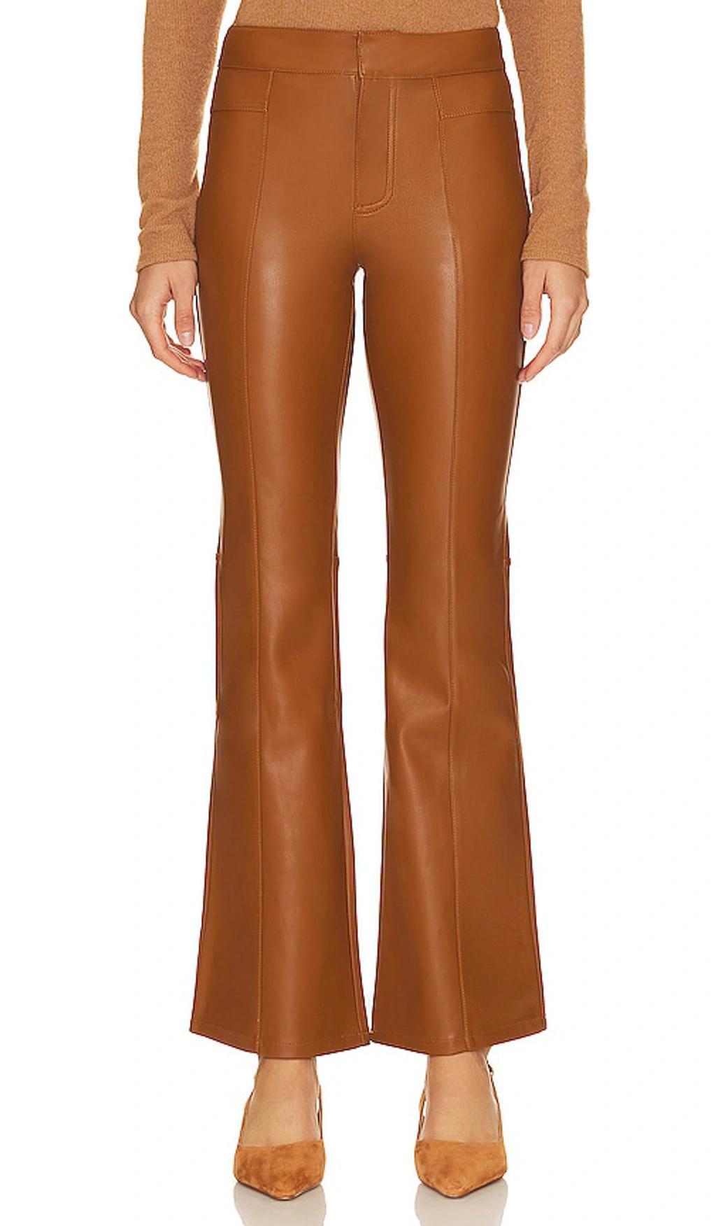 Uptown Faux Leather Flare Pants In Brown Product Image