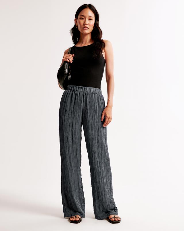 Crinkle Textured Pull-On Pant Product Image