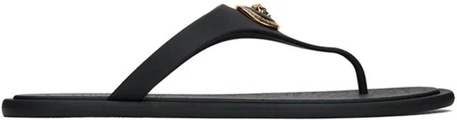 Black Alia Flat Rubber Sandals Product Image