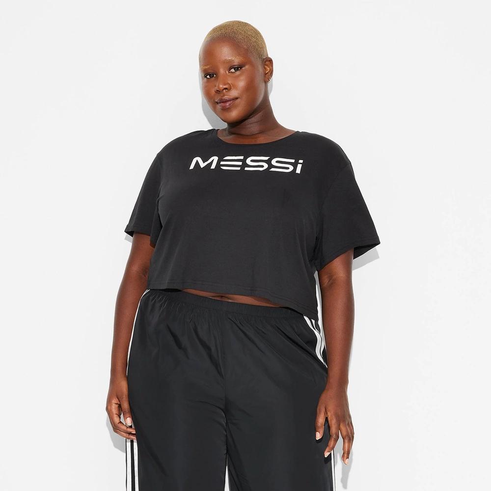 Womens Messi Short Sleeve Graphic Crop Top Product Image