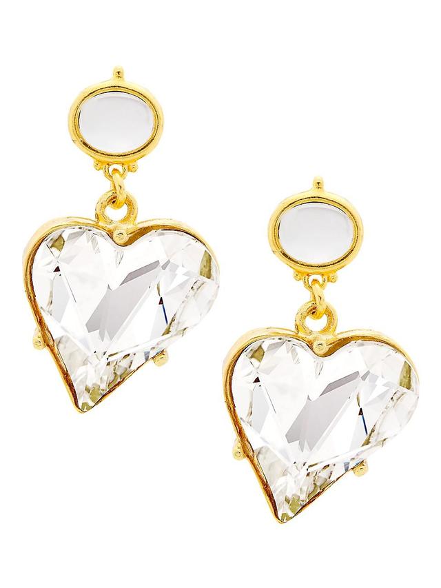 Womens 22K Gold-Plated & Glass Crystal Heart Clip-On Earrings Product Image