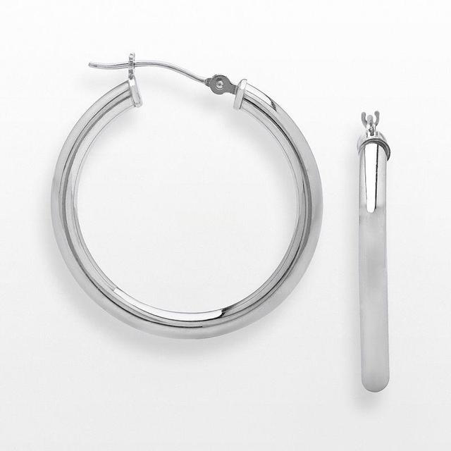 Everlasting Gold 10k White Gold Hoop Earrings, Womens Product Image