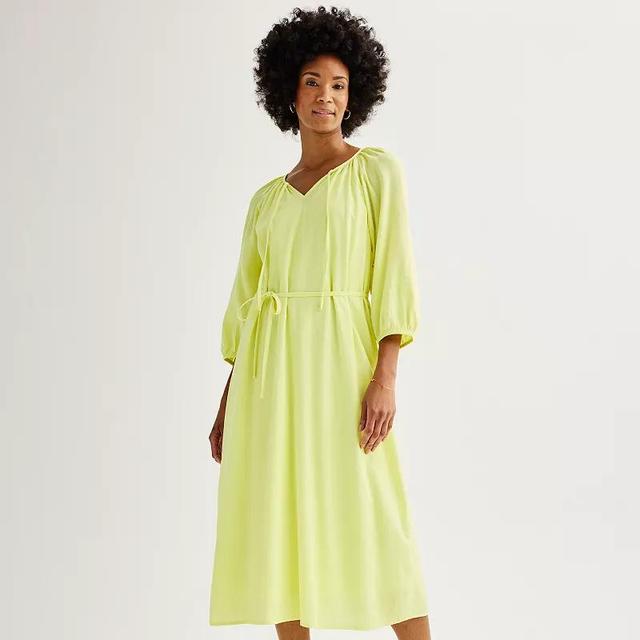 Womens Sonoma Goods For Life Linen-Blend Midi Dress Product Image