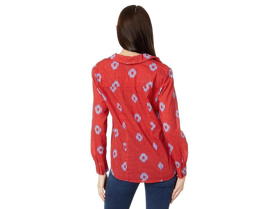 NIC+ZOE Indigo Medallion Crinkle Shirt Multi) Women's Clothing Product Image