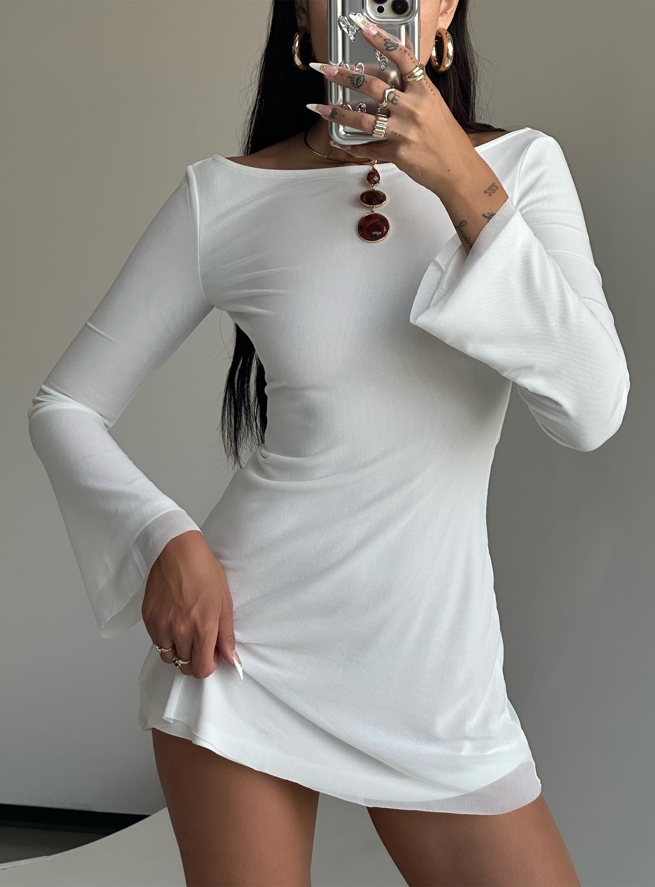 Lukea Long Sleeve Mini Dress White Petite Product Image