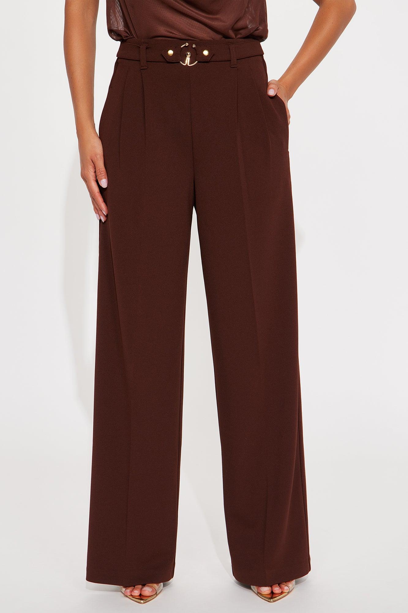 Say No More Wide Leg Trouser - Chocolate Product Image