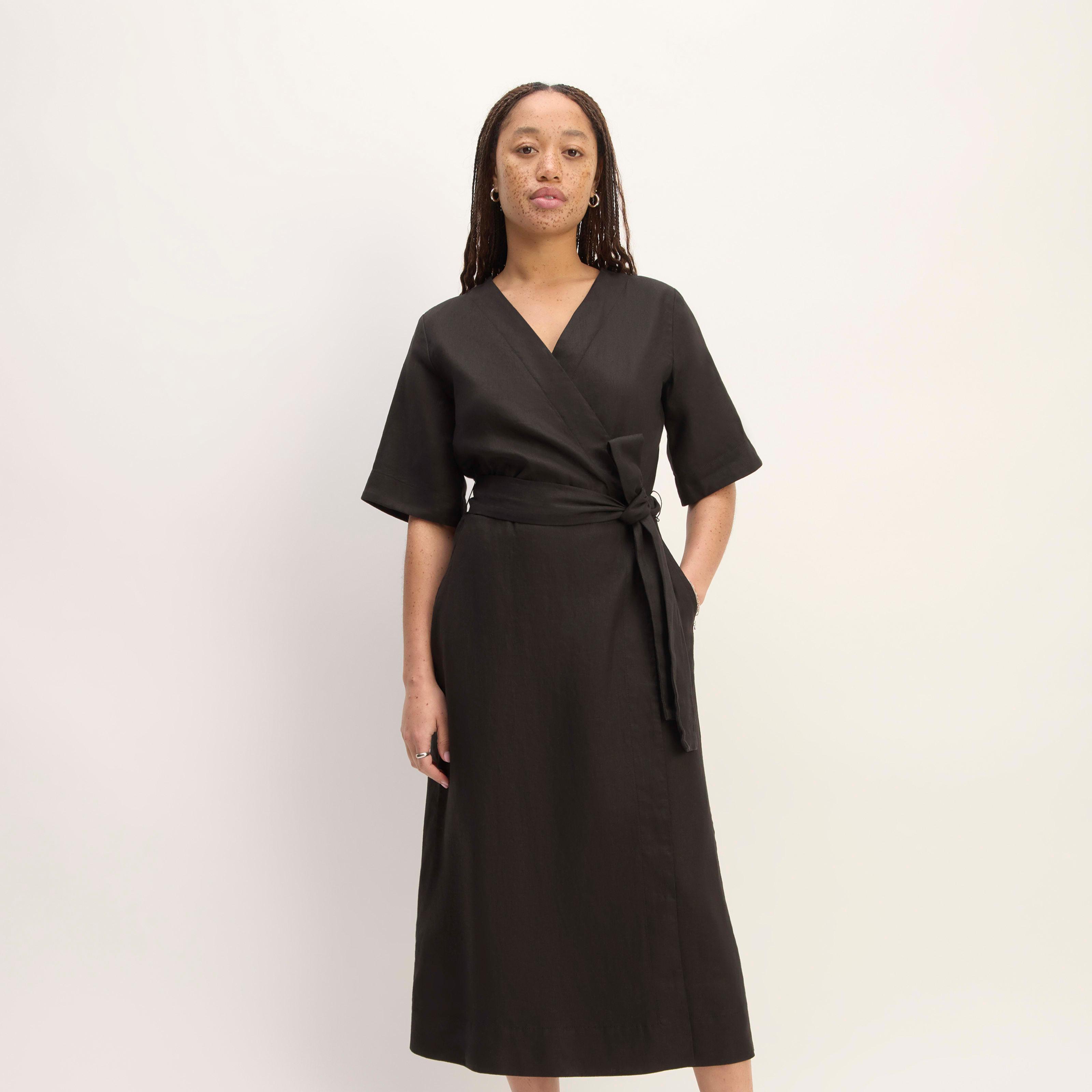 The Linen Short-Sleeve Wrap Dress product image